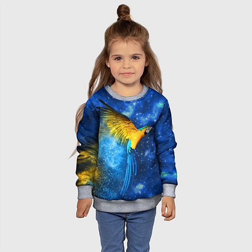 Детский свитшот Космический попугай / 3D-Меланж – фото 4