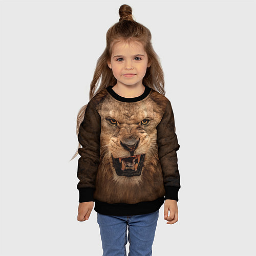 Детский свитшот Взгляд льва / 3D-Черный – фото 4