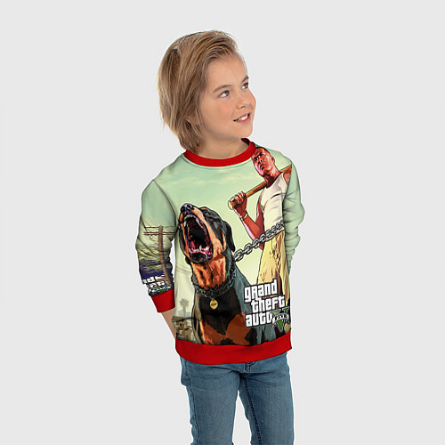 Детский свитшот GTA 5: Franklin Clinton / 3D-Красный – фото 3