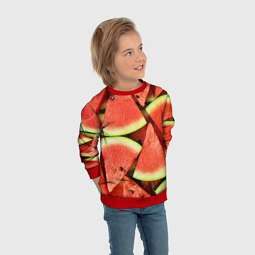 Детский свитшот Дольки арбуза / 3D-Красный – фото 3