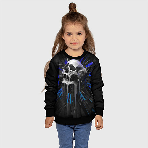 Детский свитшот Череп / 3D-Черный – фото 4
