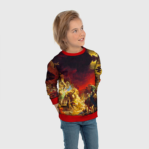Детский свитшот Брюллов Последний день Помпеи / 3D-Красный – фото 3