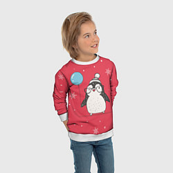 Свитшот детский Влюбленная пингвинка, цвет: 3D-белый — фото 2
