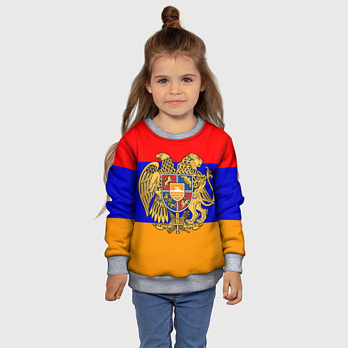 Детский свитшот Герб и флаг Армении / 3D-Меланж – фото 4