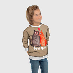 Свитшот детский Влюбленные котики, цвет: 3D-белый — фото 2