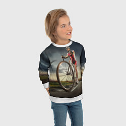 Свитшот детский Велогонщик, цвет: 3D-белый — фото 2