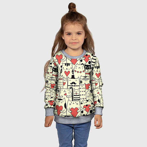 Детский свитшот Любящие котики / 3D-Меланж – фото 4