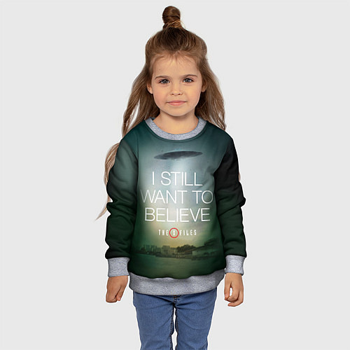 Детский свитшот I still want to believe / 3D-Меланж – фото 4
