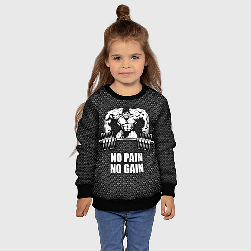 Детский свитшот No pain, no gain / 3D-Черный – фото 4