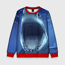 Свитшот детский Белая акула, цвет: 3D-красный