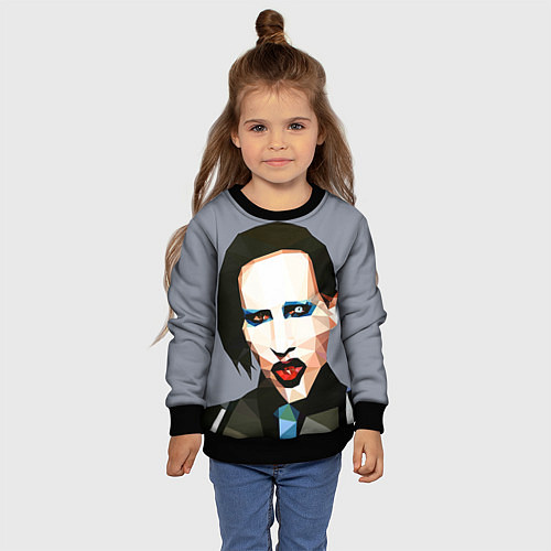 Детский свитшот Mаrilyn Manson Art / 3D-Черный – фото 4