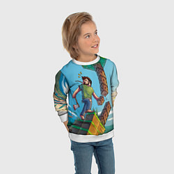 Свитшот детский Minecraft Woodcutter, цвет: 3D-белый — фото 2