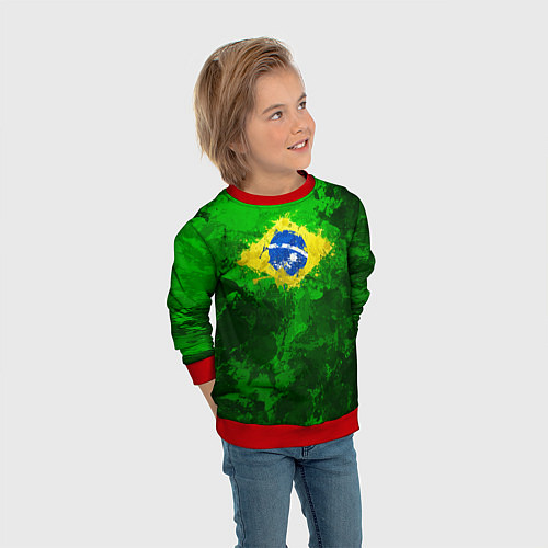 Детский свитшот Бразилия / 3D-Красный – фото 3