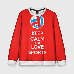 Свитшот детский Keep Calm & Love Volleyball, цвет: 3D-белый