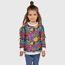 Свитшот детский Яркие цветы, цвет: 3D-белый — фото 2