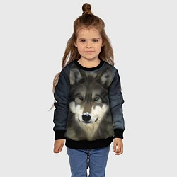 Свитшот детский Зимний волк, цвет: 3D-черный — фото 2