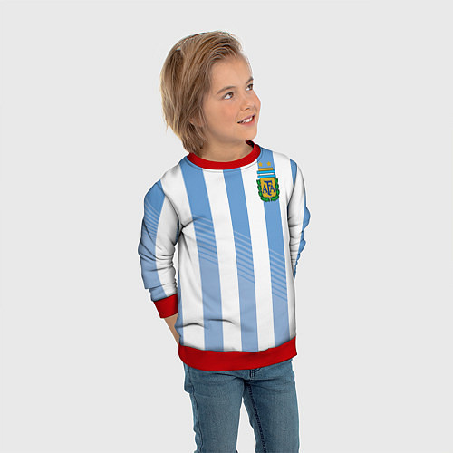 Детский свитшот Сборная Аргентины: ЧМ-2018 / 3D-Красный – фото 3
