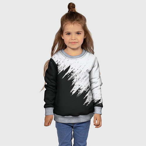 Детский свитшот Черно-белый разрыв / 3D-Меланж – фото 4