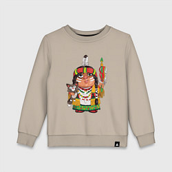 Свитшот хлопковый детский Забавные Индейцы 9, цвет: миндальный