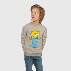 Свитшот хлопковый детский Maggie Simpson, цвет: миндальный — фото 2