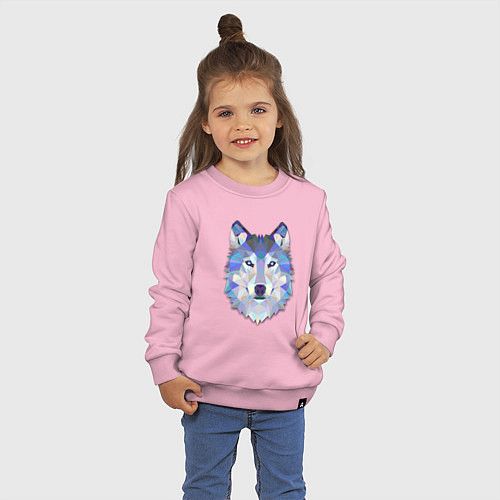 Детский свитшот Полигональный волк / Светло-розовый – фото 3