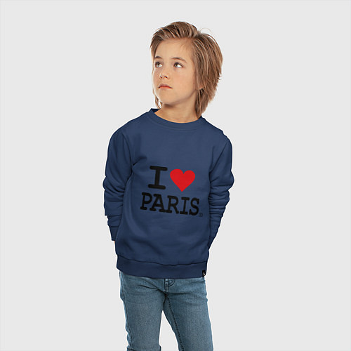 Детский свитшот I love Paris / Тёмно-синий – фото 4