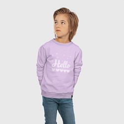 Свитшот хлопковый детский Hello. Hearts. Knitting, цвет: лаванда — фото 2