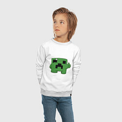 Свитшот хлопковый детский Minecraft Green, цвет: белый — фото 2