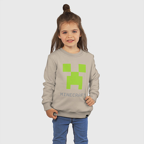 Детский свитшот Minecraft logo grey / Миндальный – фото 3