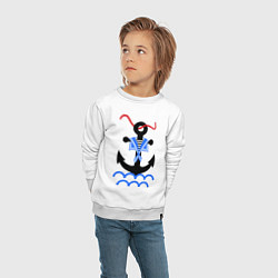 Свитшот хлопковый детский Морской якорь, цвет: белый — фото 2