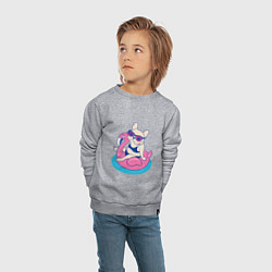 Свитшот хлопковый детский Мопс на фламинго, цвет: меланж — фото 2