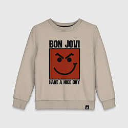 Свитшот хлопковый детский Bon Jovi: Have a nice day, цвет: миндальный