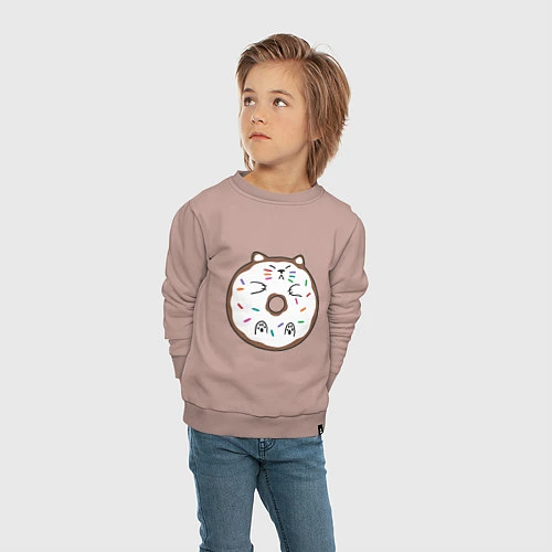 Детский свитшот Кот пончик / Пыльно-розовый – фото 4