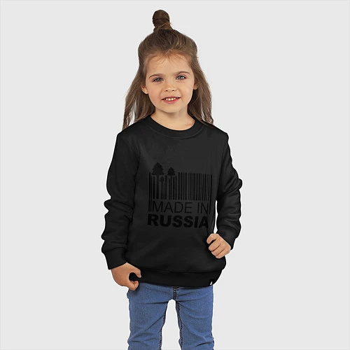Детский свитшот Made in Russia штрихкод / Черный – фото 3
