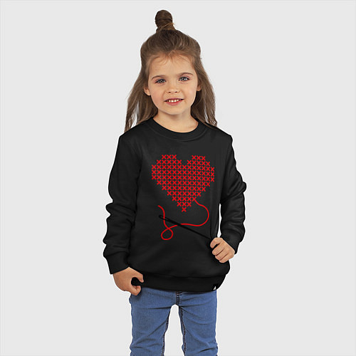 Детский свитшот Сердце-вышиванка / Черный – фото 3