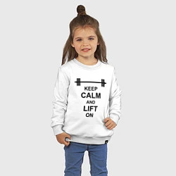 Свитшот хлопковый детский Keep Calm & Lift On, цвет: белый — фото 2