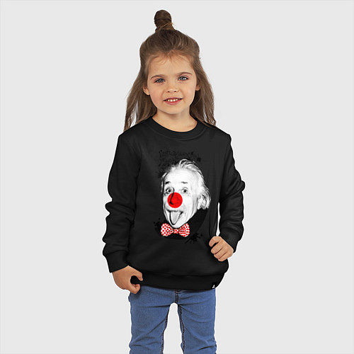 Детский свитшот Альберт Эйнштейн клоун / Черный – фото 3