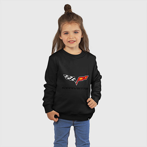 Детский свитшот Chevrolet corvette / Черный – фото 3