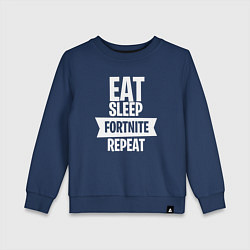 Свитшот хлопковый детский Eat Sleep Fortnite Repeat, цвет: тёмно-синий