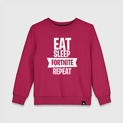 Свитшот хлопковый детский Eat Sleep Fortnite Repeat, цвет: маджента