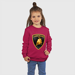 Свитшот хлопковый детский Lamborghini logo, цвет: маджента — фото 2
