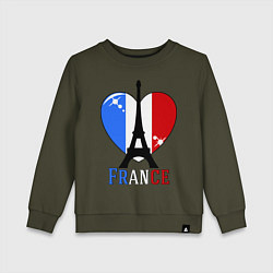 Свитшот хлопковый детский France Love, цвет: хаки