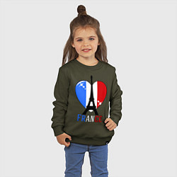 Свитшот хлопковый детский France Love, цвет: хаки — фото 2