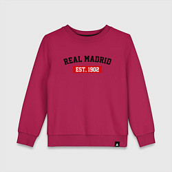 Свитшот хлопковый детский FC Real Madrid Est. 1902, цвет: маджента