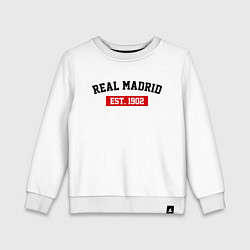 Свитшот хлопковый детский FC Real Madrid Est. 1902, цвет: белый