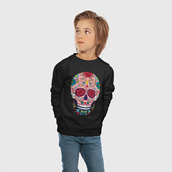 Свитшот хлопковый детский Oldschool skull, цвет: черный — фото 2
