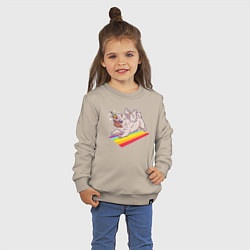 Свитшот хлопковый детский Мопс-единорог, цвет: миндальный — фото 2