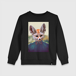 Свитшот хлопковый детский Фенек в рубашке, цвет: черный