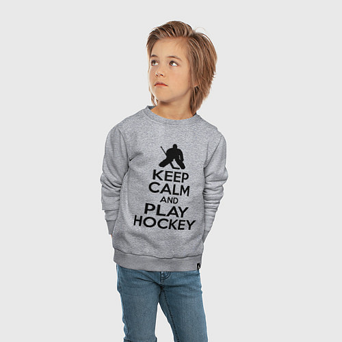 Детский свитшот Keep Calm & Play Hockey / Меланж – фото 4