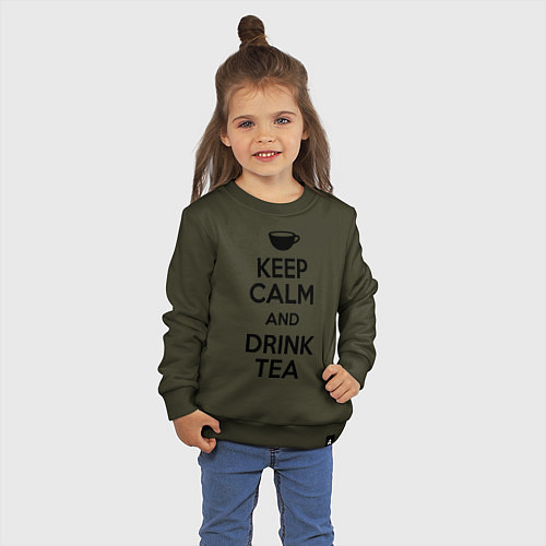 Детский свитшот Keep Calm & Drink Tea / Хаки – фото 3